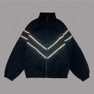 Customize Logo Print Reflective Windbreaker Jacket Fashion Street Wear Polyester Outwear Men's Jackets