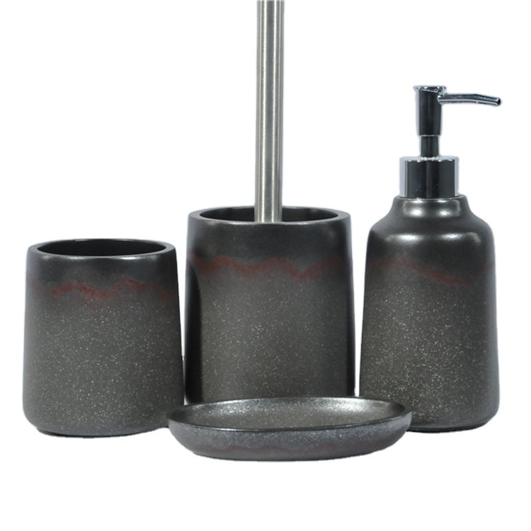 Custom dark grey lotion dispenser bottle set resin bathroom accessory set