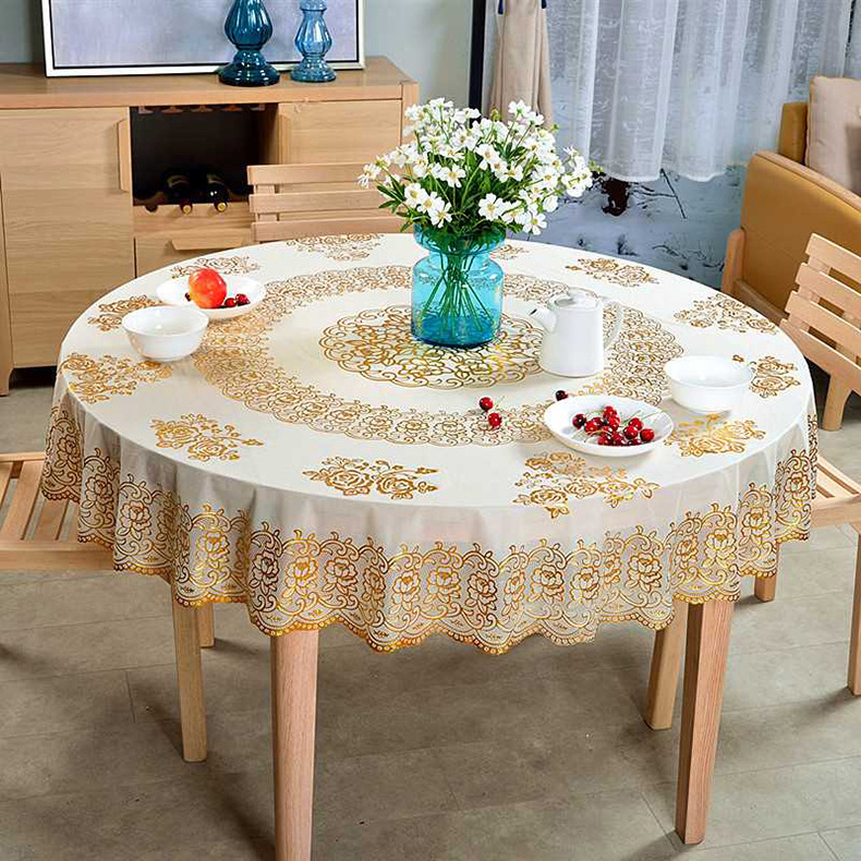 Vinyl PVC Rectangle Tablecloth Waterproof Clear Table Cover with Lace Macrame Border for Wedding