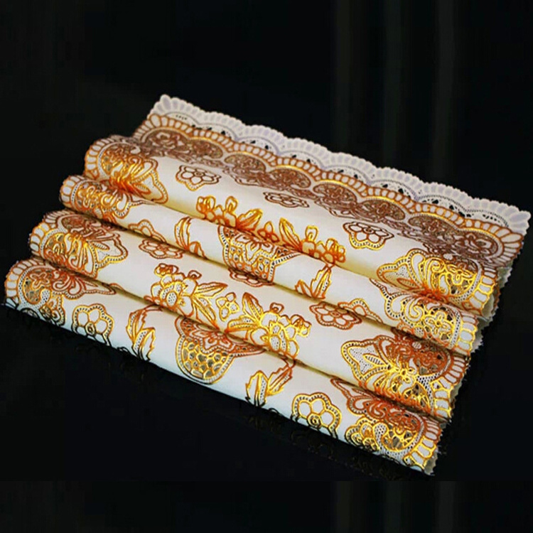 30*46cm golden placemat, thin plastic mat plastic placemat, table lace mat