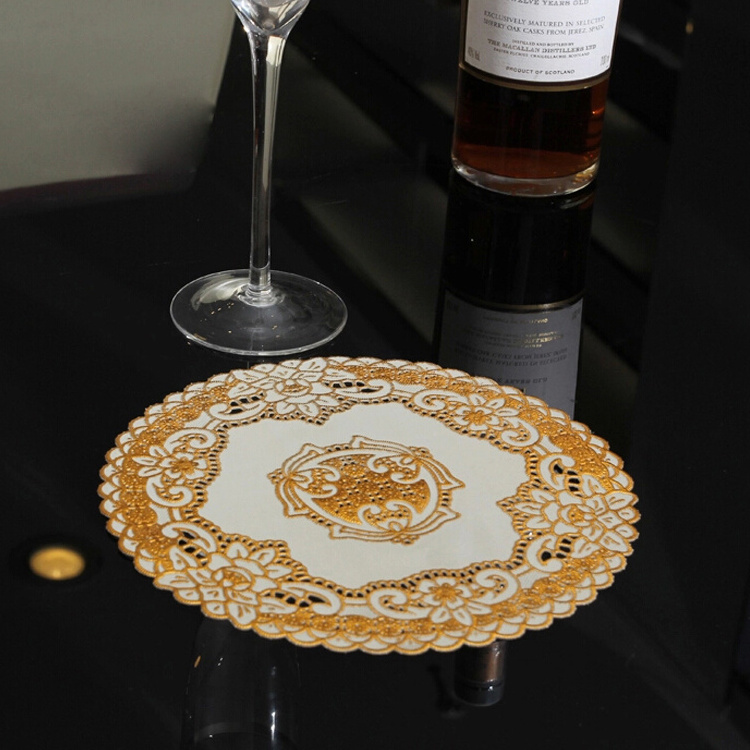 20*20cm square, 20cm round gold lace placemats design summary