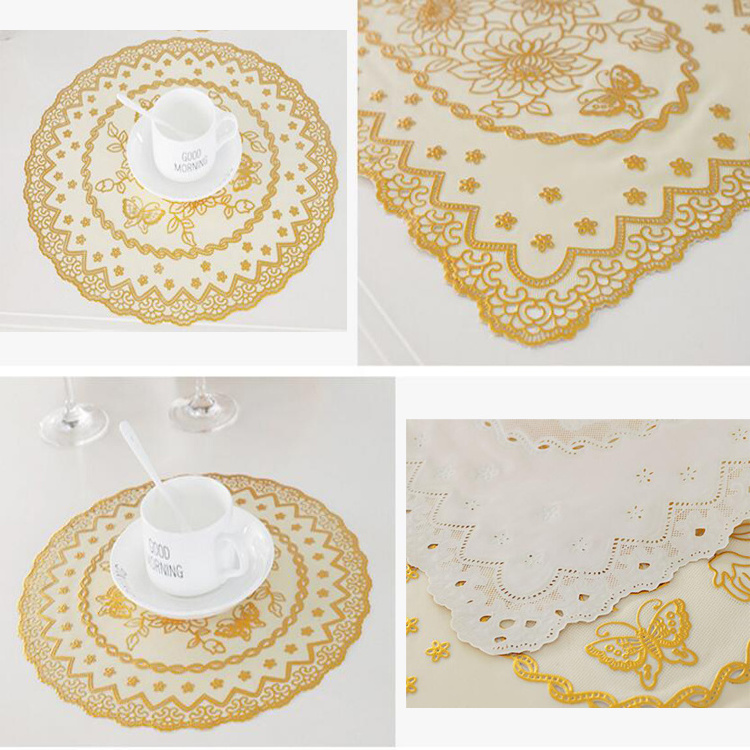 20*20cm square, 20cm round gold lace placemats design summary