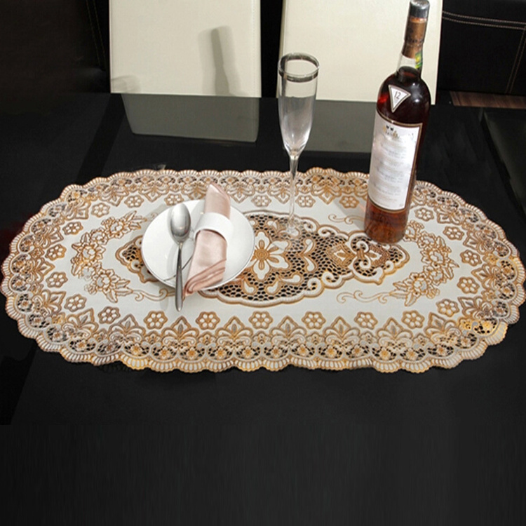 PVC gold silver 40*84cm placemats oval design summary