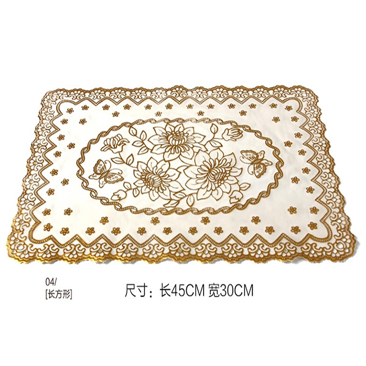 30*46cm golden placemat, thin plastic mat plastic placemat, table lace mat