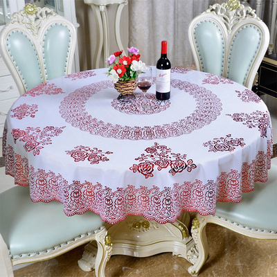 Vinyl PVC Rectangle Tablecloth Waterproof Clear Table Cover with Lace Macrame Border for Wedding