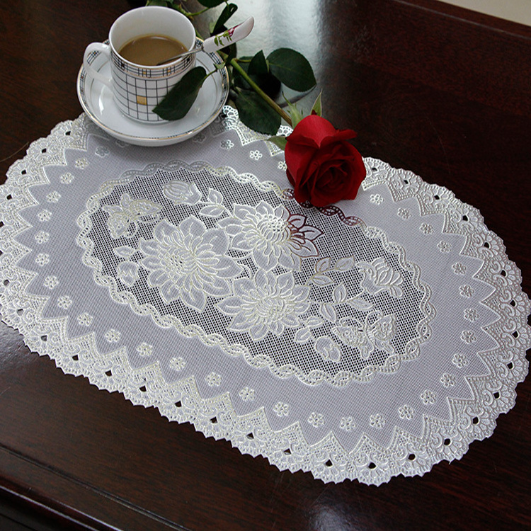 2023 new design 30*46cm oval vinyl lace placemats