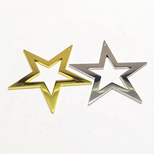 Gold Silver Plated Star Metal Ornament Hanging Christmas Tree Ornament Decoration Modern Star Design Metal Wall Decoration