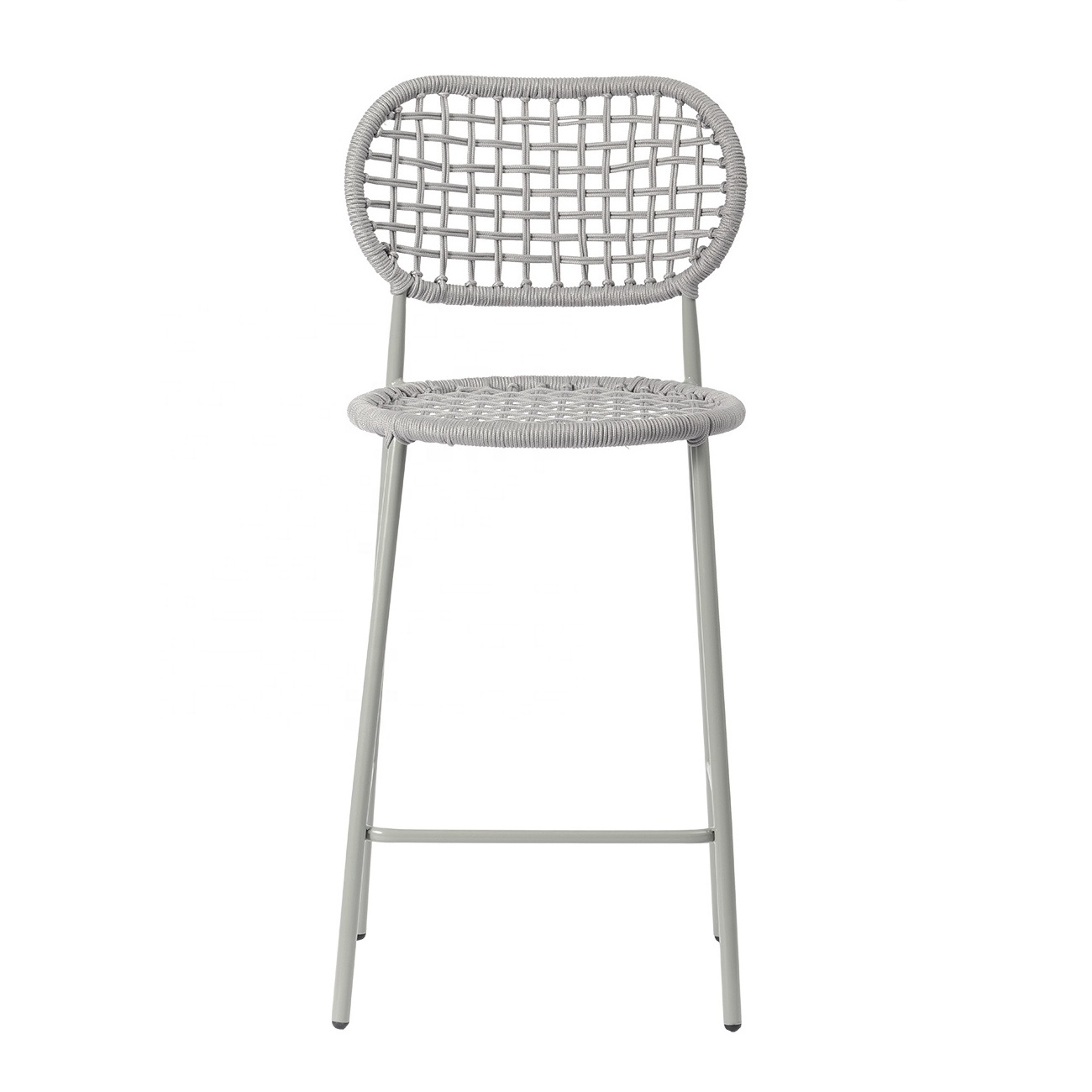 Outdoor Furniture Modern Garden Metal Back Grey Weave Chairs Outdoor Rattan Bar Stools High Chair