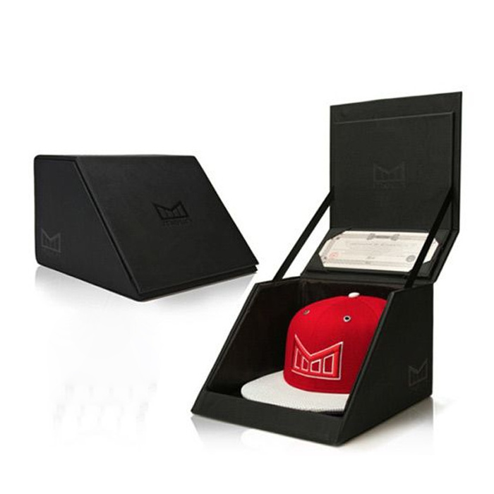 Custom Logo Paper Folding Baseball Cap Hat Snapcap Storage Box Packaging Rose Gold Magnet Foldable Gift Box With Lid