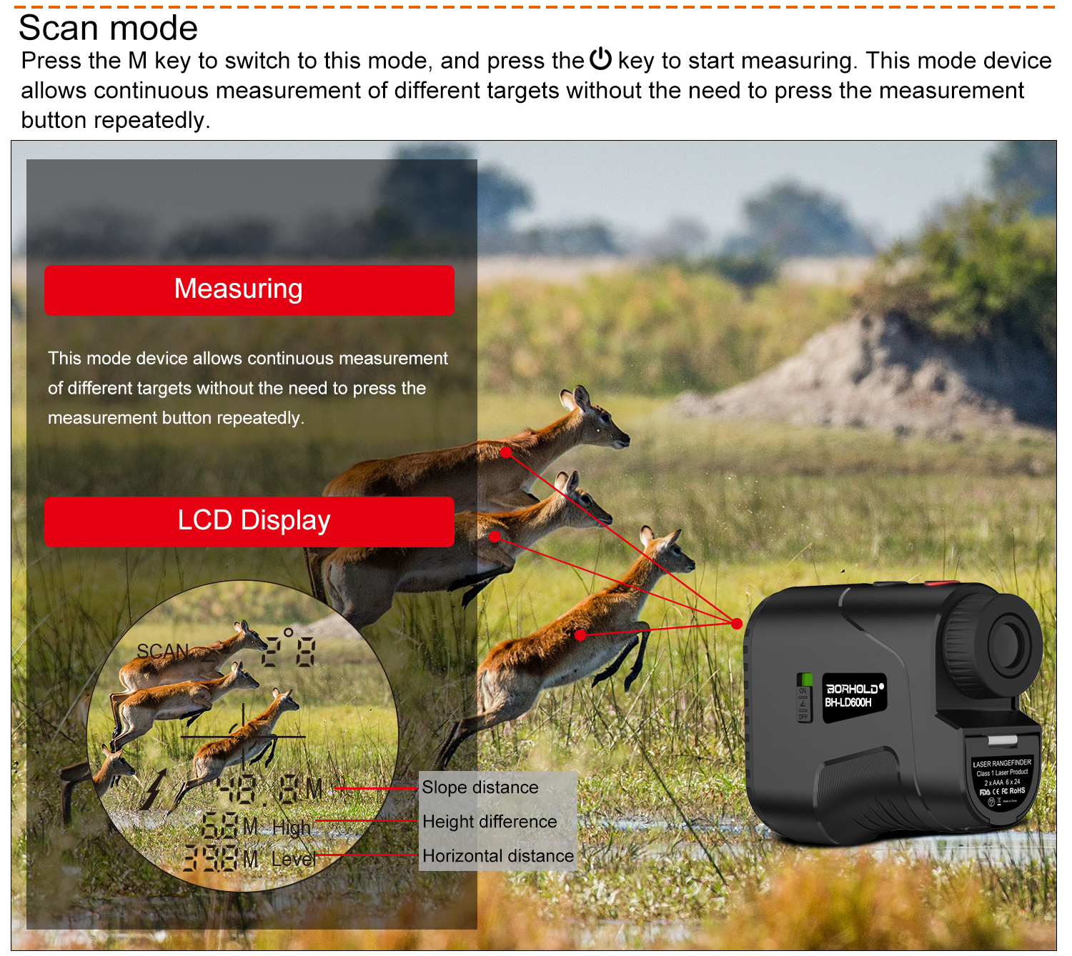 LRD003 New Style Hunting long distance measure JLDG 5-1000m rangefinder binoculars laser