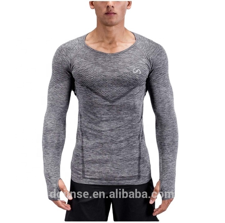 athletic apparel manufacturers sportswear Full Sleeve For Men Long Seamless T Shirt with thumb hole