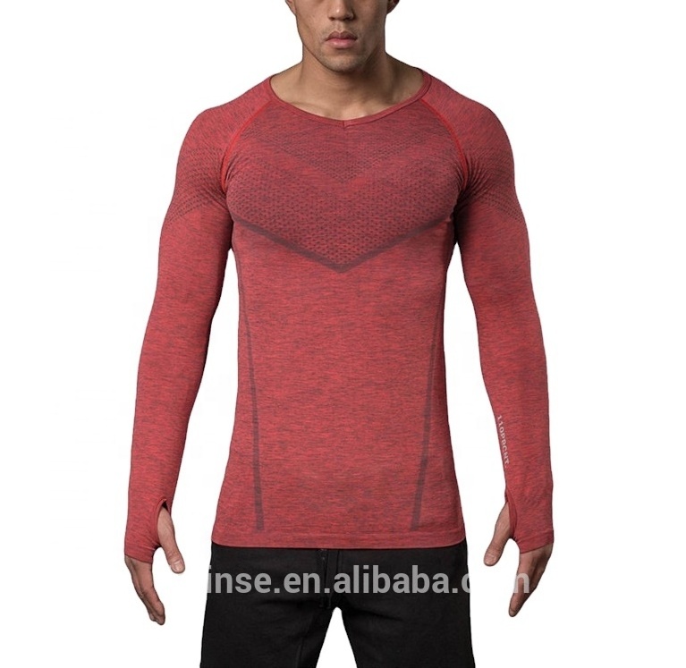 athletic apparel manufacturers sportswear Full Sleeve For Men Long Seamless T Shirt with thumb hole