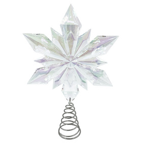 Manufacturers Wholesale Christmas Clear Iridescent Snowflake Tree Topper for Home Christmas Decoration