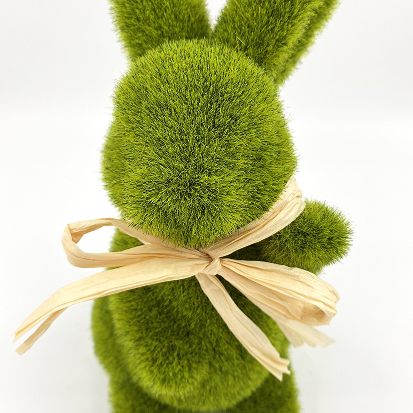 High Quality Easter Bunny Decoration Easter Grass Flocking Moss Rabbit Bunny for Easter Decoration