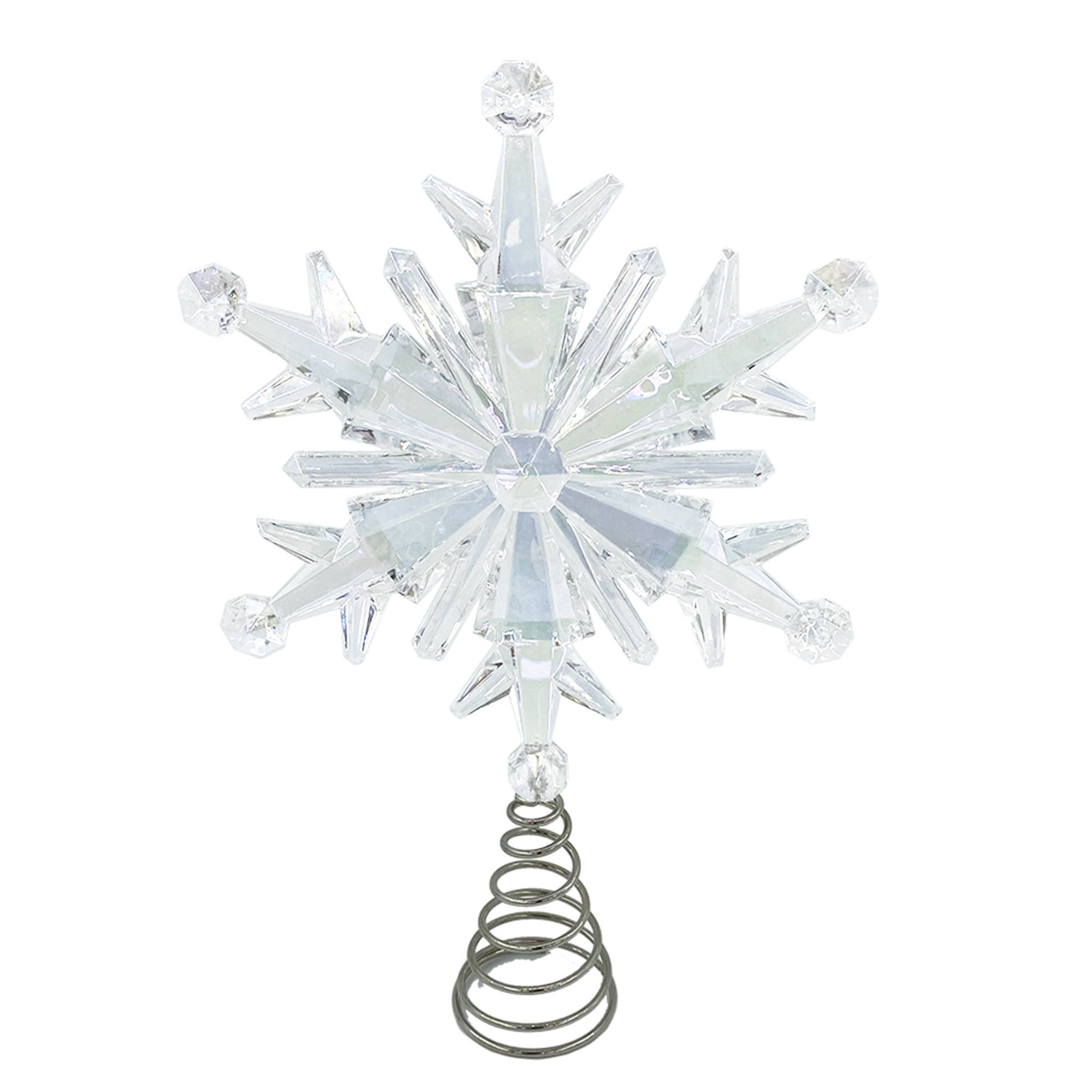 Manufacturers Wholesale Christmas Clear Iridescent Snowflake Tree Topper for Home Christmas Decoration