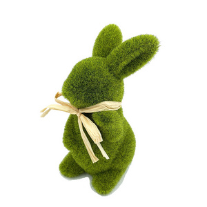 High Quality Easter Bunny Decoration Easter Grass Flocking Moss Rabbit Bunny for Easter Decoration