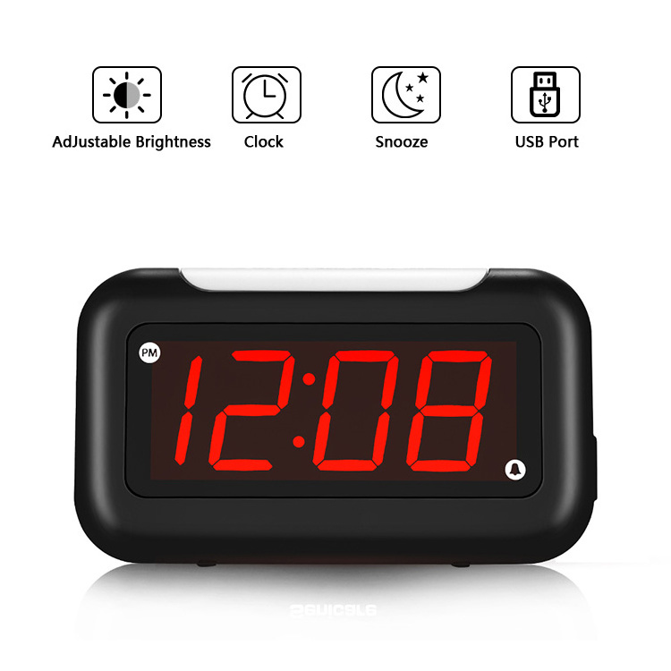 2023 New Hot Selling Big Lcd Display Alarm Table Clock With Usb Charge Connectors Alarm Clock