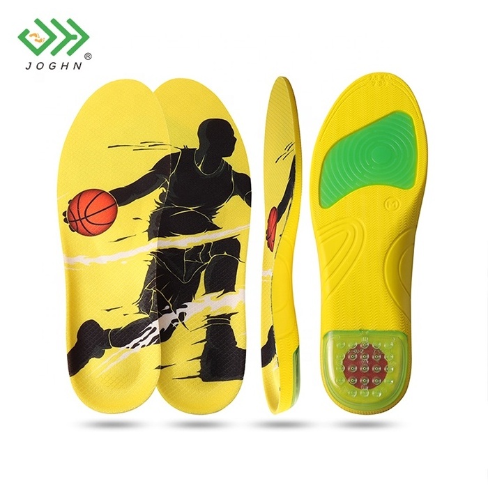 JOGHN Sports Shoes Men Shoe Cushion Plantillas Para Calzado Impact Absorption Shock Absorption Air Cell Basketball Insoles