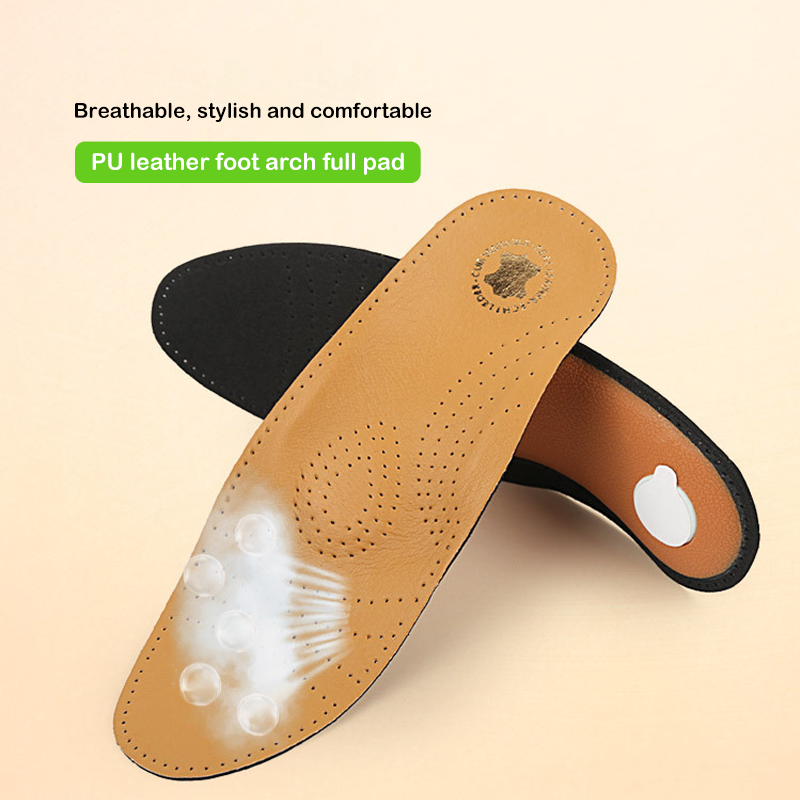 JOGHN leather Cushioned care flat foot arch support foot insoles men and women invisible sport non slip orthotic insole