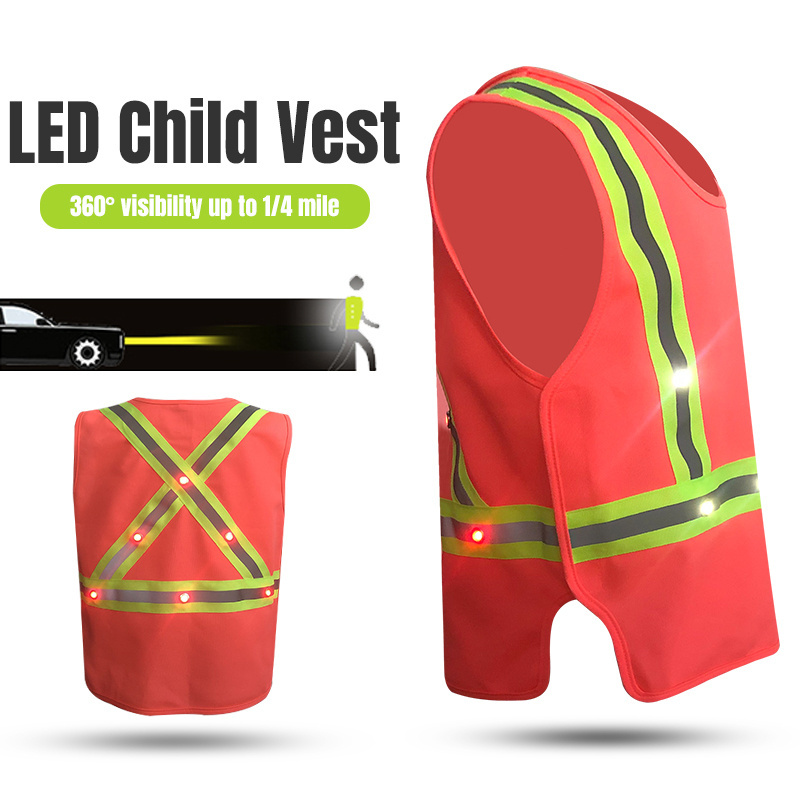 Reflective safety vest for kids Biking running led reflective vest Night High Light reflective vest safety