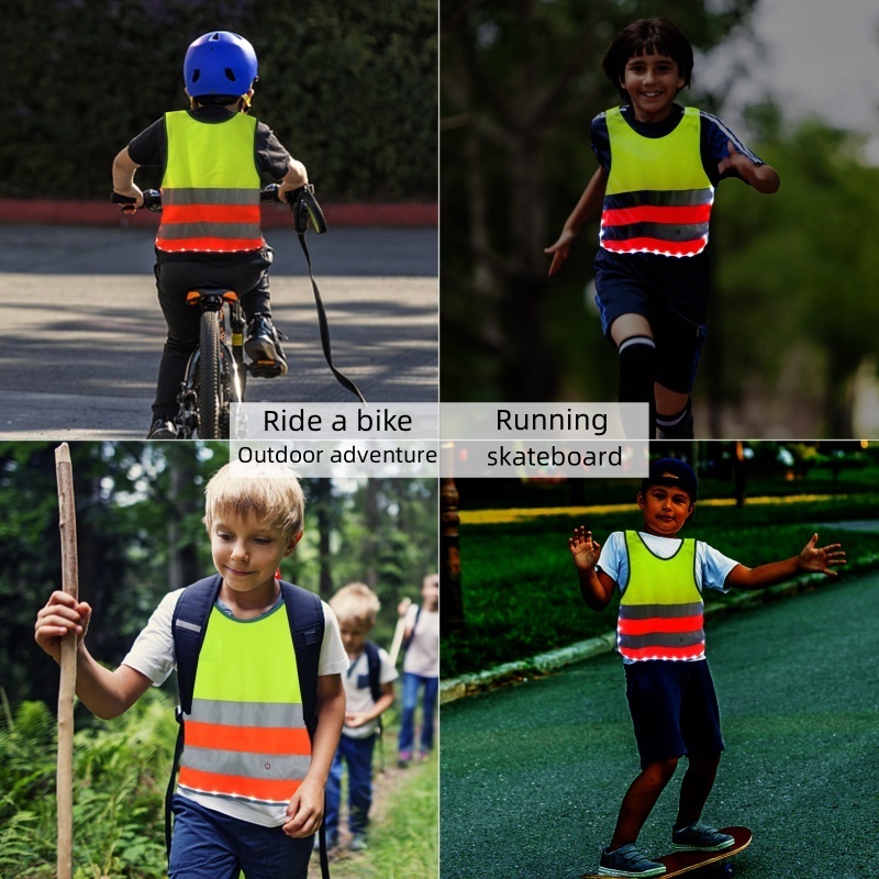 Reflective safety vest for kids Aged 4-8 bicycle reflective vest High visibility led reflective vest