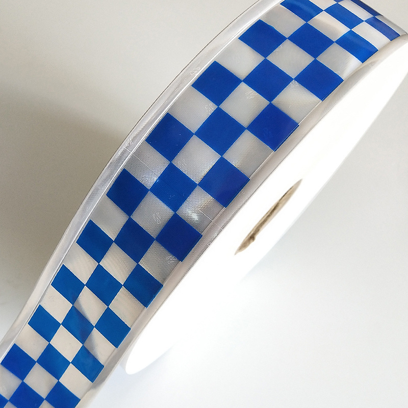 Factory Customized pvc reflective tape Blue square reflective material tape for clothing