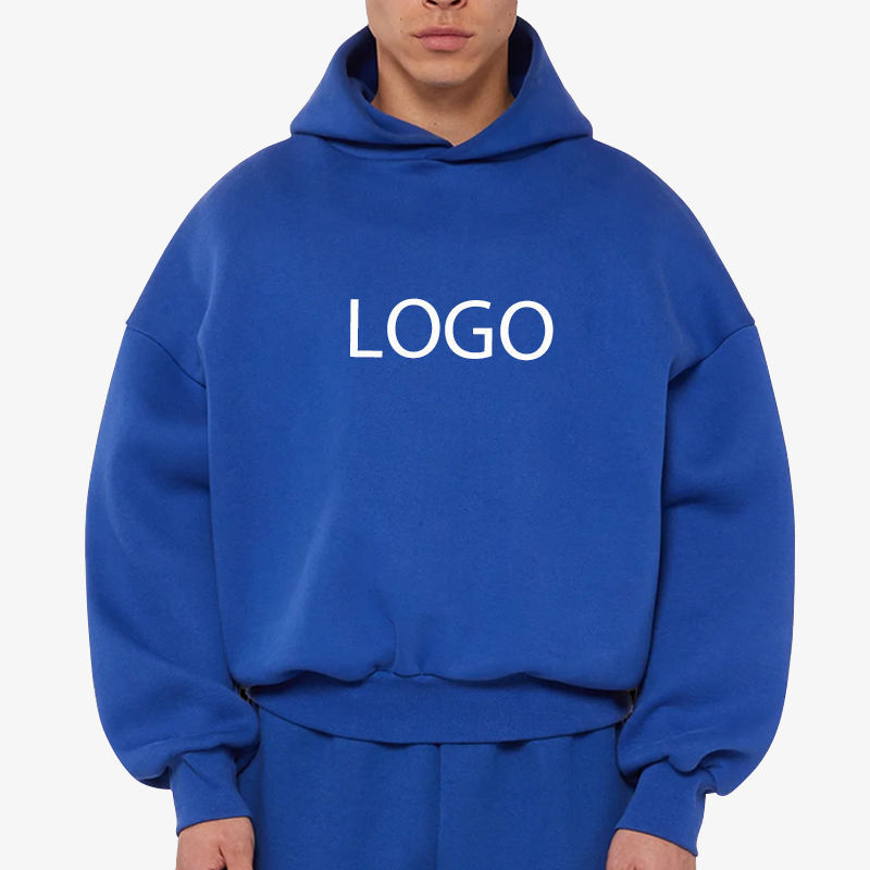 Drop shoulder No String 450 gsm 450gsm 400gsm 500gsm pullover double layered cotton custom Heavy weight Thick Cropped Hoodie Men