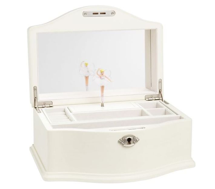 Luxury Princess White With Lock Key Girls Kids Gift Ballerina Custom Jewelry Box Music Box Musical Trinket Box