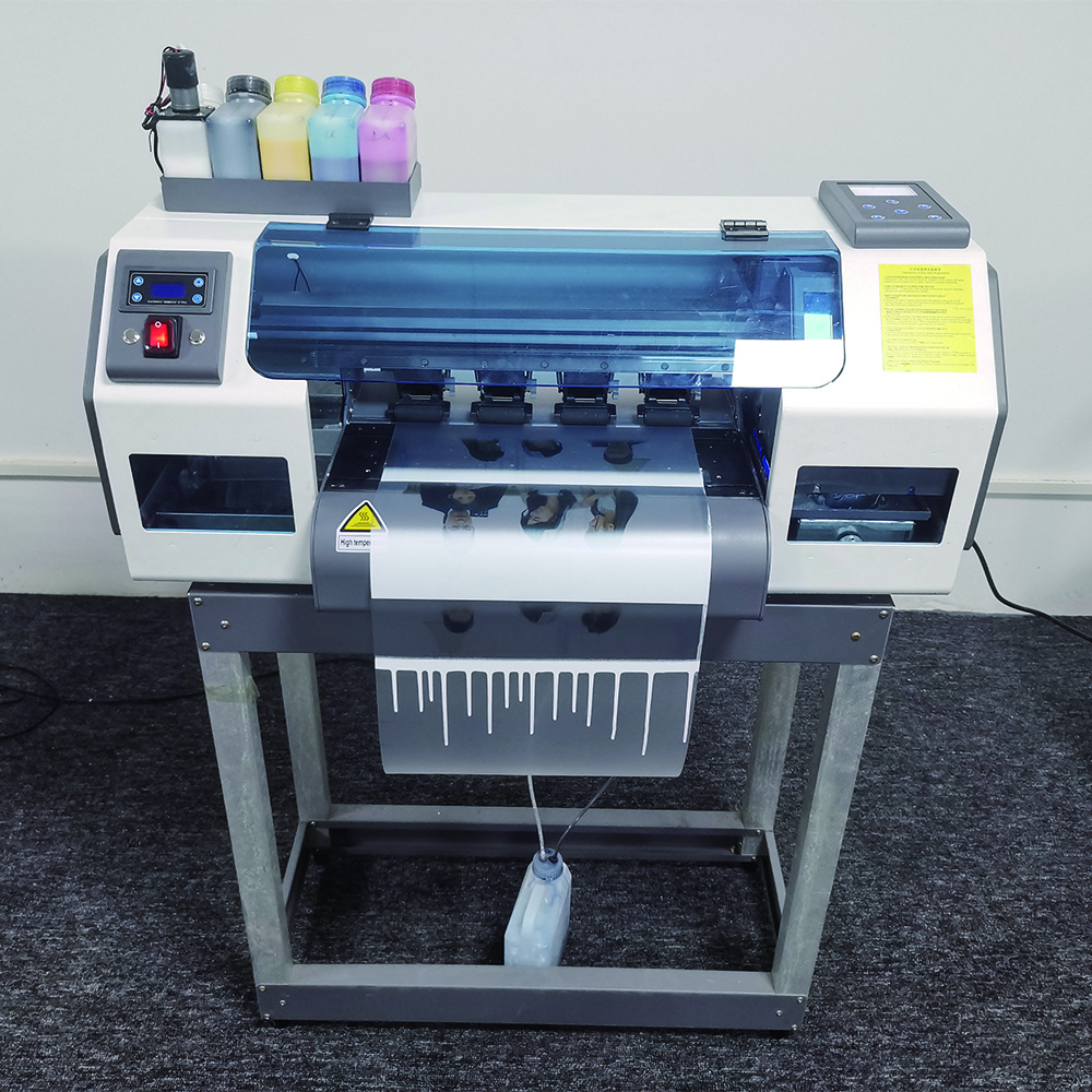 White Ink Dtf Printer with XP600 Printhead Plastisol Offset Heat Transfer Inkjet Printing Machine with Shaker and Dryer