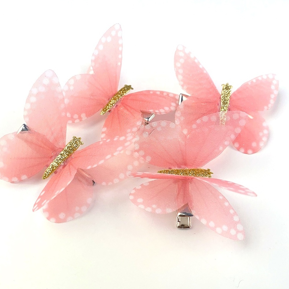 Wholesale kids hair accessories clips mini  plastic butterfly hair pins clips for girls metal barrette kids hair clips