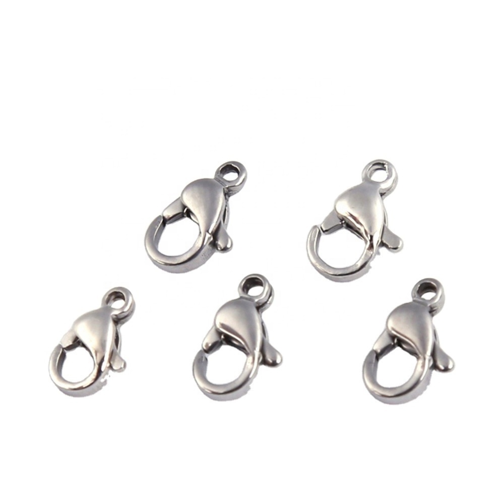 Custom jewelry components necklace bracelet connector 14mm stainless steel lobster clasp for jewelry making