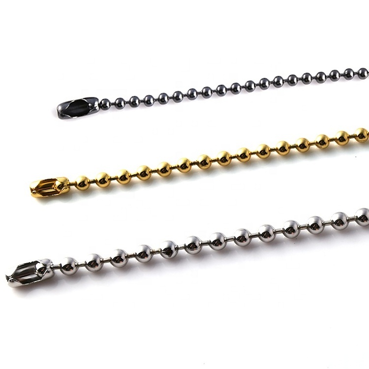 Wholesale necklace chain stainless steel bead chain silver gold black stainless steel necklace ball chain for pendant dog tag