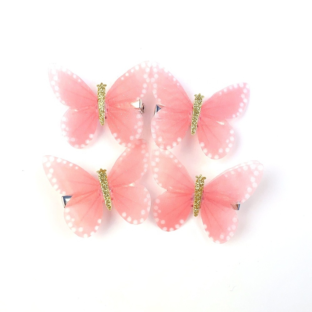 Wholesale kids hair accessories clips mini  plastic butterfly hair pins clips for girls metal barrette kids hair clips