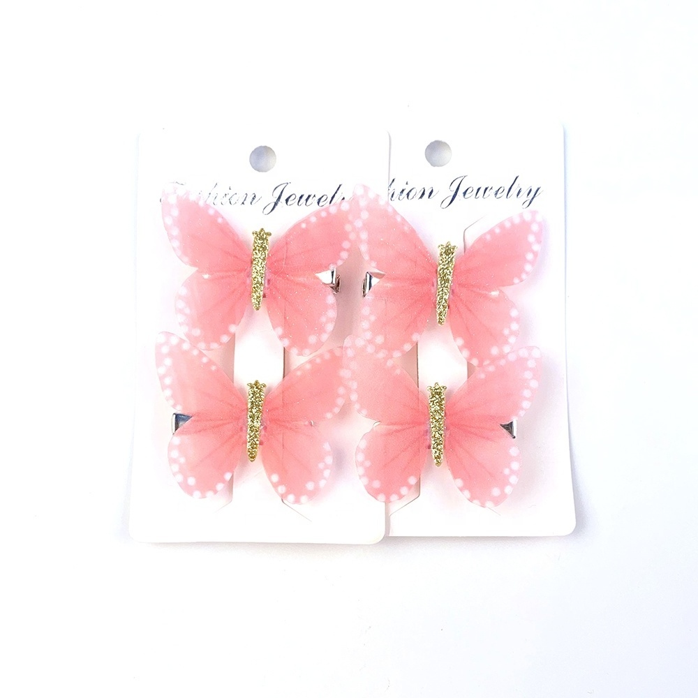 Wholesale kids hair accessories clips mini  plastic butterfly hair pins clips for girls metal barrette kids hair clips