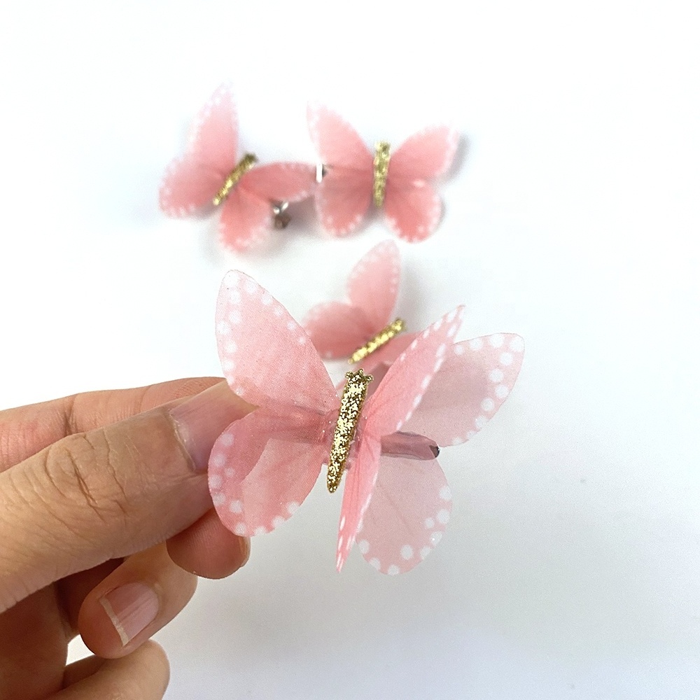 Wholesale kids hair accessories clips mini  plastic butterfly hair pins clips for girls metal barrette kids hair clips