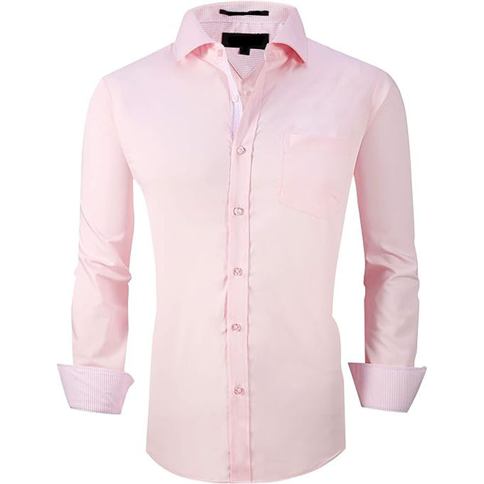 Men's Dress Shirts Wrinkle Free Regular Fit Stretch Bamboo Button Down Shirt