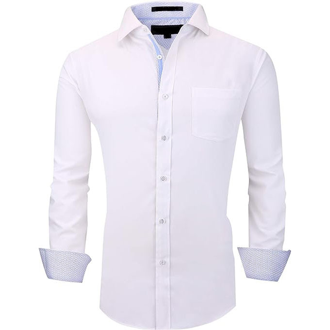 Men's Dress Shirts Wrinkle Free Regular Fit Stretch Bamboo Button Down Shirt