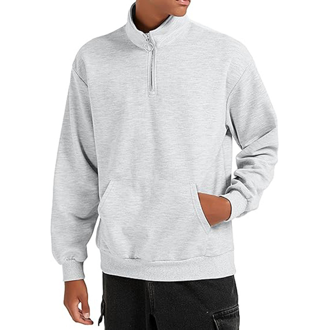 Men's Fashion Long Sleeve Color Spliced Polo Collar Sweatshirts Casual Lightweight Pullover With 1/4 Zipper Hoodies For Men