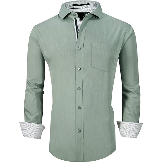 Men's Dress Shirts Wrinkle Free Regular Fit Stretch Bamboo Button Down Shirt