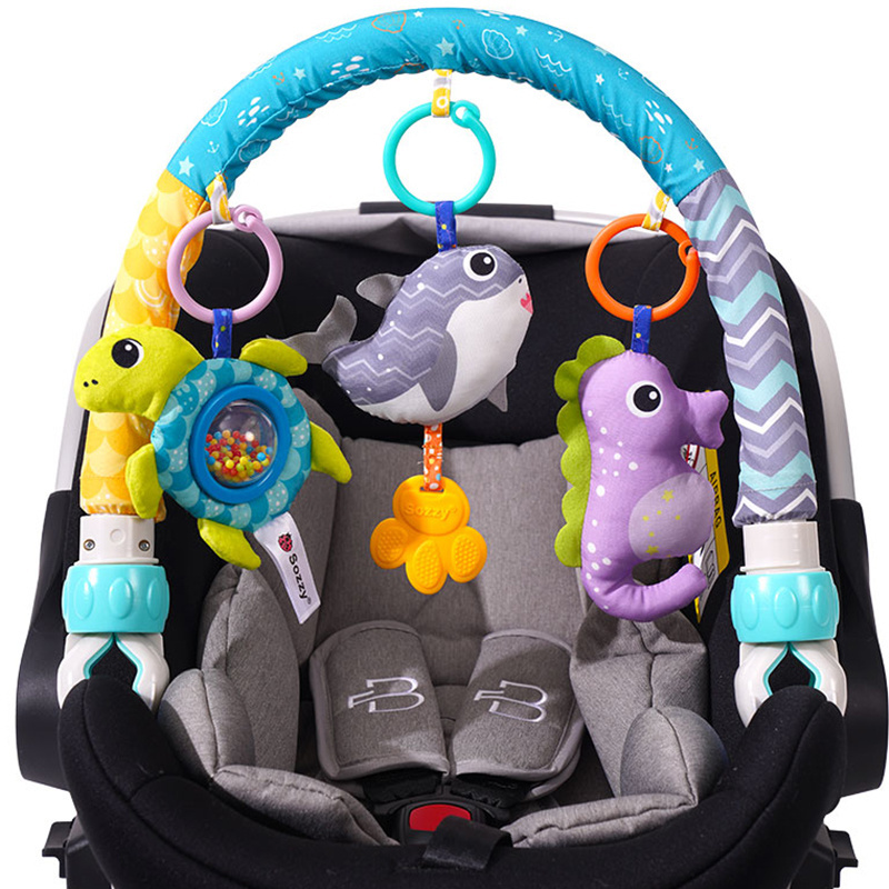 Custom sea animal Detachable Adjustable activity pram Stroller Musical Toys baby arch toy for crib