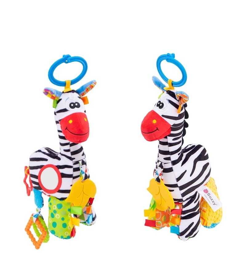 Custom Animals Baby soft stroller car seat giraffe pull string musical sensory soothing dolls with music hanging baby plush toys