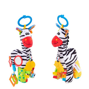 Custom Animals Baby soft stroller car seat giraffe pull string musical sensory soothing dolls with music hanging baby plush toys