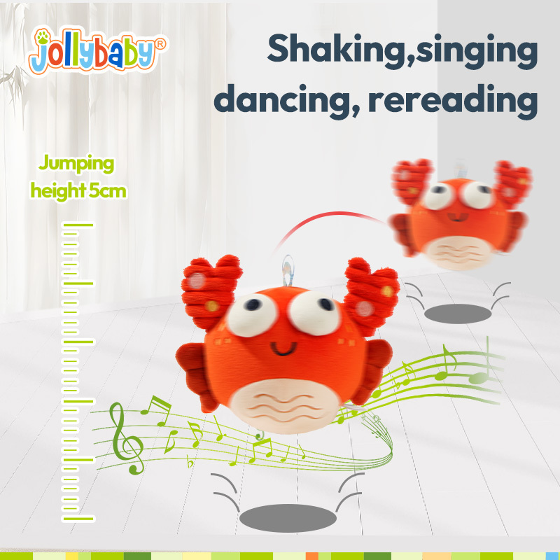 Custom recharge Dancing Singing Musical crab plush stuffed animal tummy time Toy for Infants Babies Toddlers