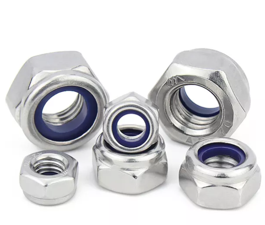 Chinese fastener manufacturer wholesale stainless steel 304 316 hexagon nylon lock nuts for machine screws nuts DIN982