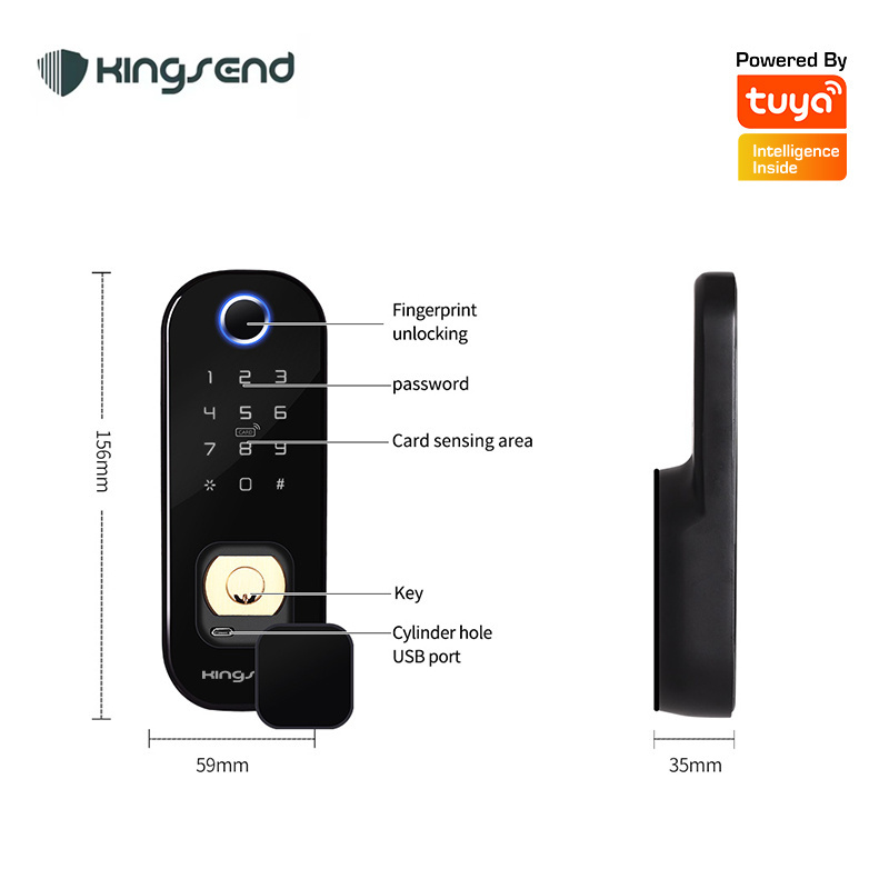 Keyless Keypad Finger Print Deadbolt Lock Small Smart Fingerprint Door Lock Set Tuya Wifi Smart Door Lock