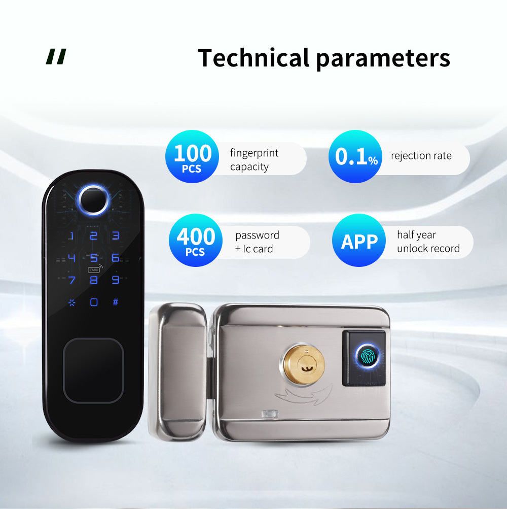 Tuya Cerradura inteligente TT Lock Wifi Controlled Fingerprint Deadbolt Smart Keyless Door Lock with American Standard