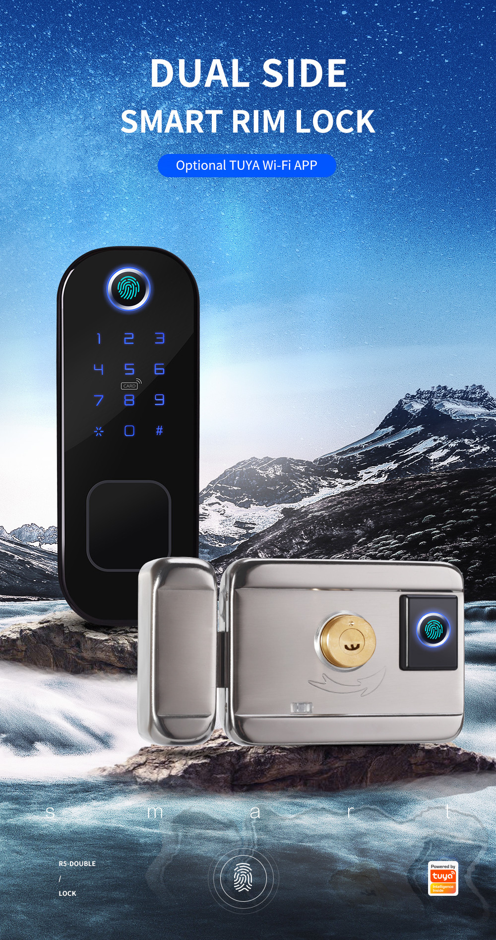 Tuya Cerradura inteligente TT Lock Wifi Controlled Fingerprint Deadbolt Smart Keyless Door Lock with American Standard