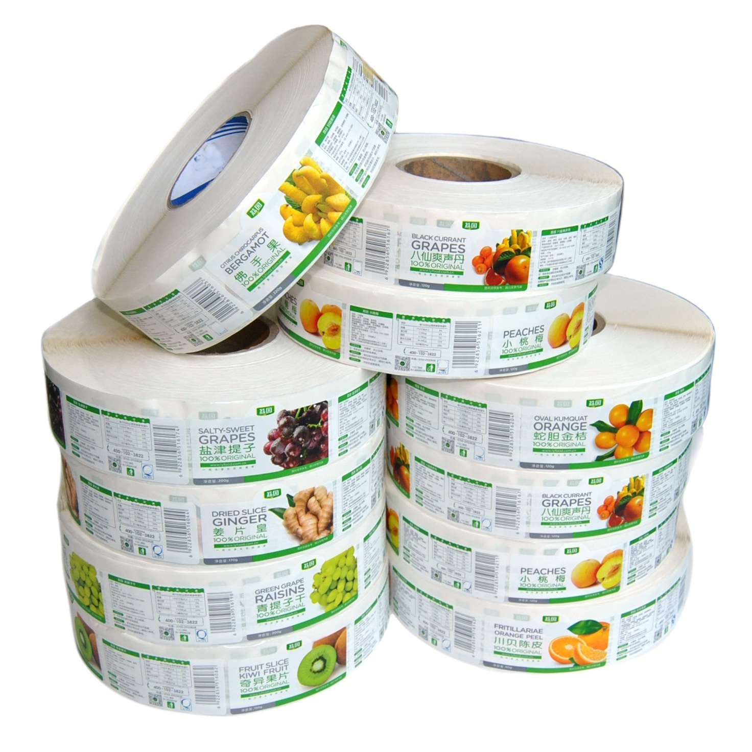 Custom Colorful Adhesive Baking Roll Sticker for Fruit and Vegetable Label Identification Packaging Decoration Sticker