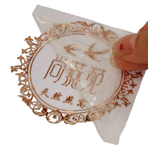 Custom metal logo stickers glass embossed stickers UV transfer printing high-end product packaging stickers