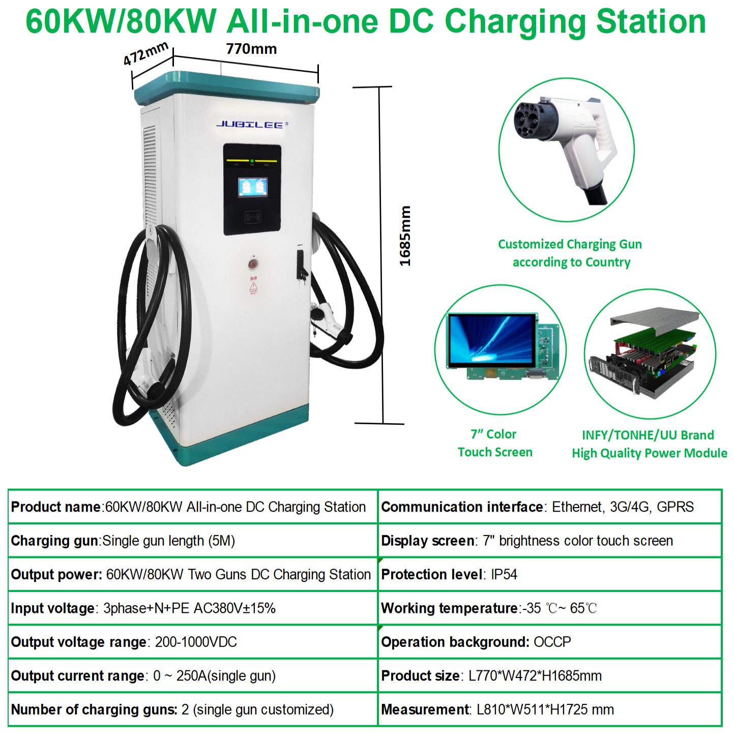 Commercial Solar New Energy Vehicle 60KW 80KWOCPP Electric Car Dc Fast Charging Pile Ev Charging Station